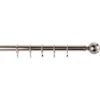 Satin Steel Fixed Curtain Pole & Ball Finial - 3.6m