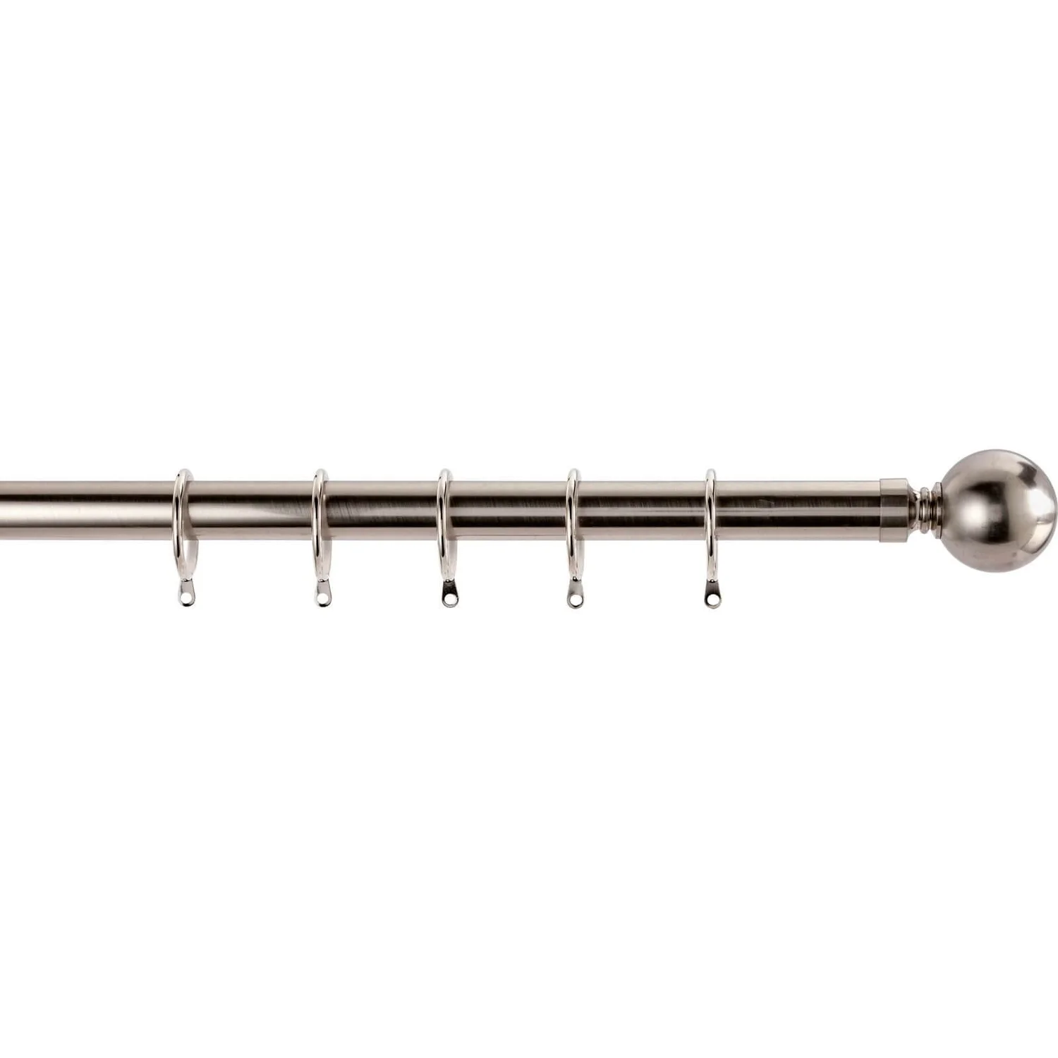 Satin Steel Fixed Curtain Pole & Ball Finial - 3.6m 1 Satin Steel Fixed Curtain Pole & Ball Finial - 3.6m