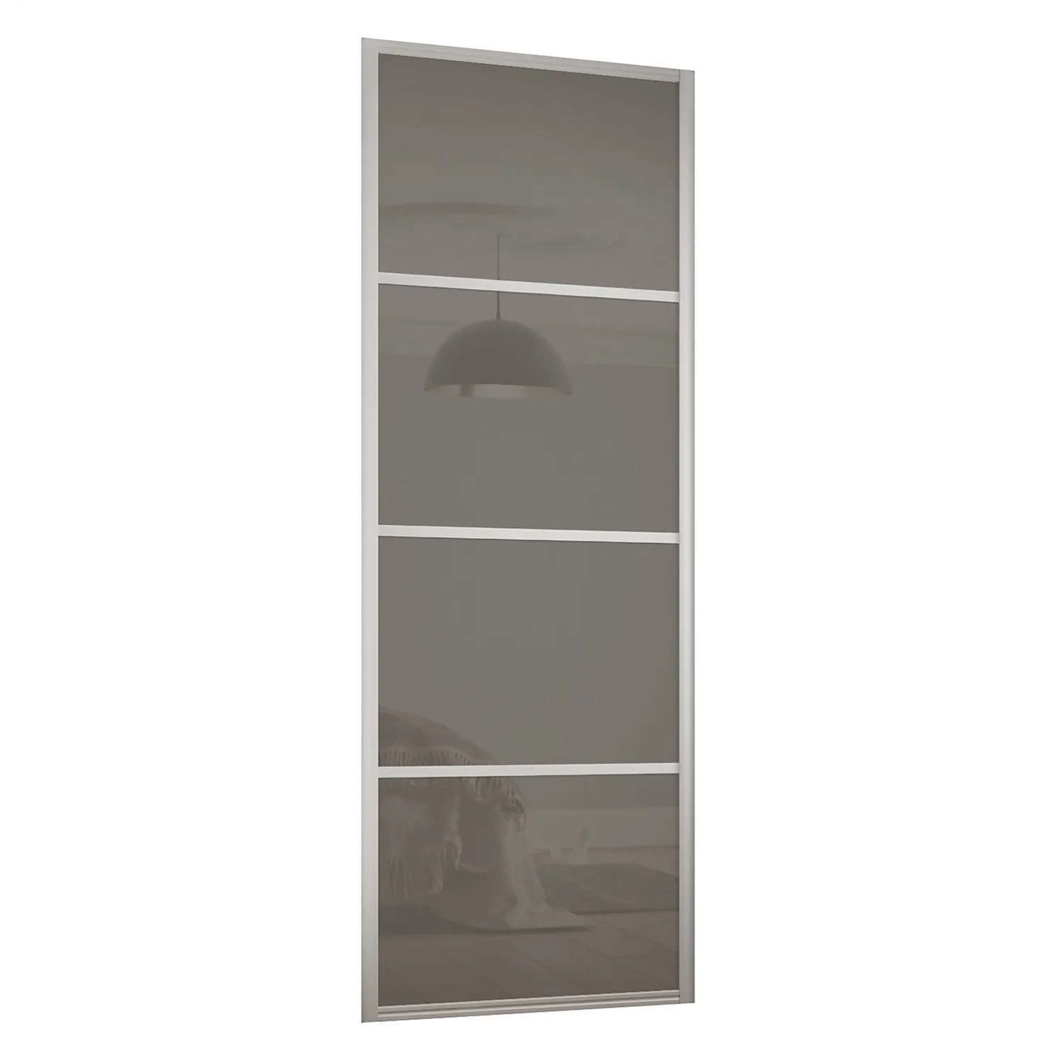 Ellipse Sliding Wardrobe Door 4 Panel Cappuccino Glass With Aluminium Frame (W)762mm 1 Ellipse Sliding Wardrobe Door 4 Panel Cappuccino Glass With Aluminium Frame (W)762mm