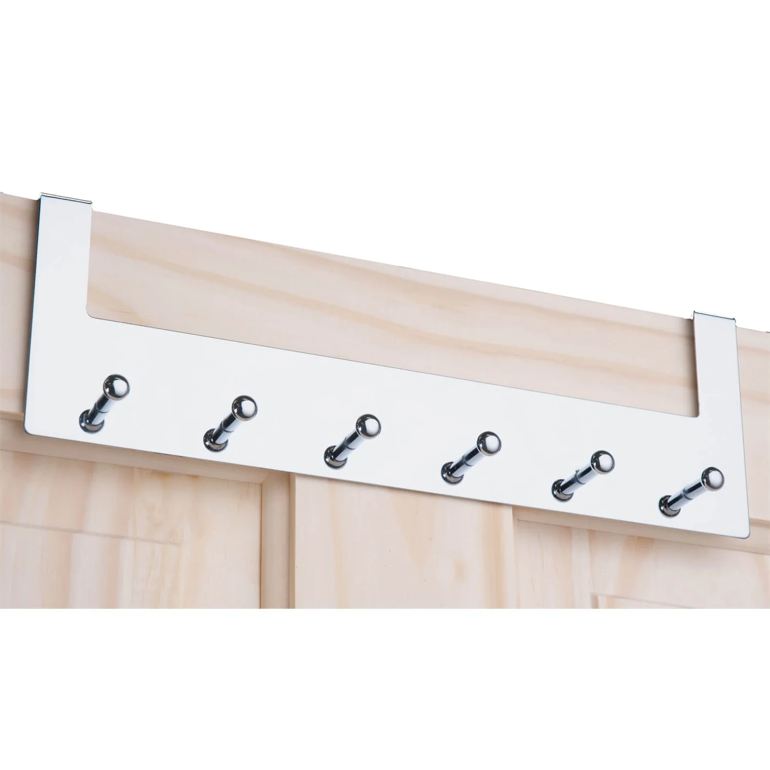 None Over The Door Hook Rail - Polished Chrome - 6 Hooks 1 None Over The Door Hook Rail - Polished Chrome - 6 Hooks