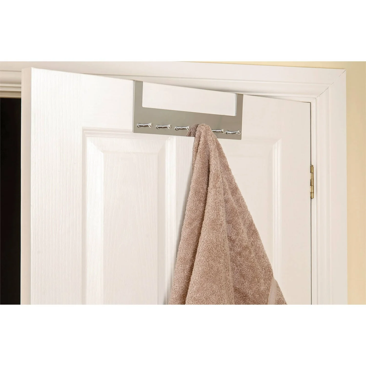 None Over The Door Hook Rail - Polished Chrome - 6 Hooks 3 None Over The Door Hook Rail - Polished Chrome - 6 Hooks - Image 3