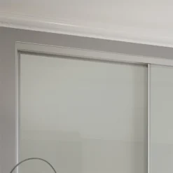 Duo Sliding Wardrobe Door Arctic White Glass With Aluminium Frame (W)610mm -Curver Shop 12807021 1114843068555534