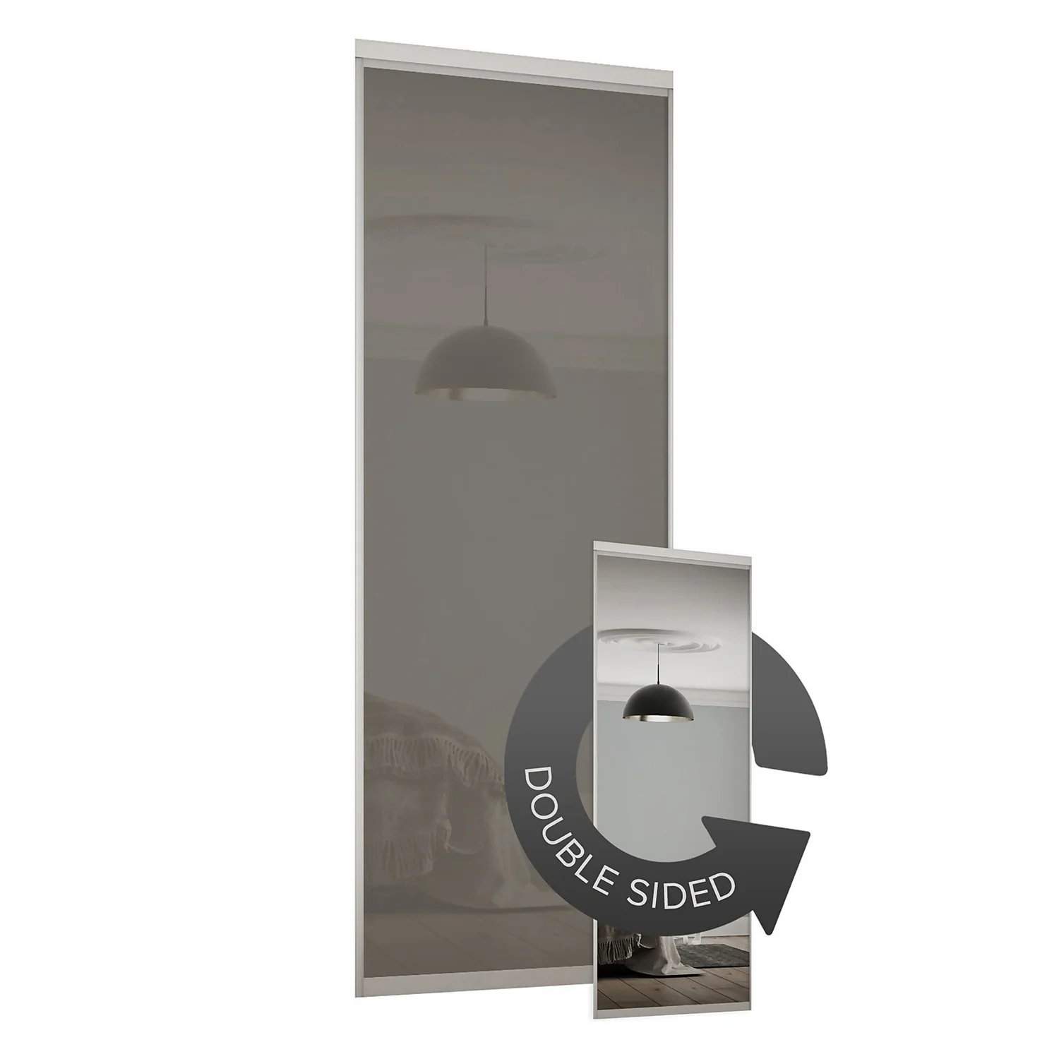 Duo Sliding Wardrobe Door Cappuccino Glass / Mirror With Aluminium Frame (W)762mm 1 Duo Sliding Wardrobe Door Cappuccino Glass / Mirror With Aluminium Frame (W)762mm