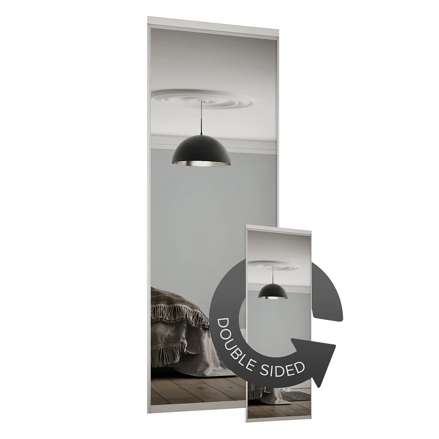 Duo Sliding Wardrobe Door Mirror With Aluminium Frame (W)914mm 1 Duo Sliding Wardrobe Door Mirror With Aluminium Frame (W)914mm