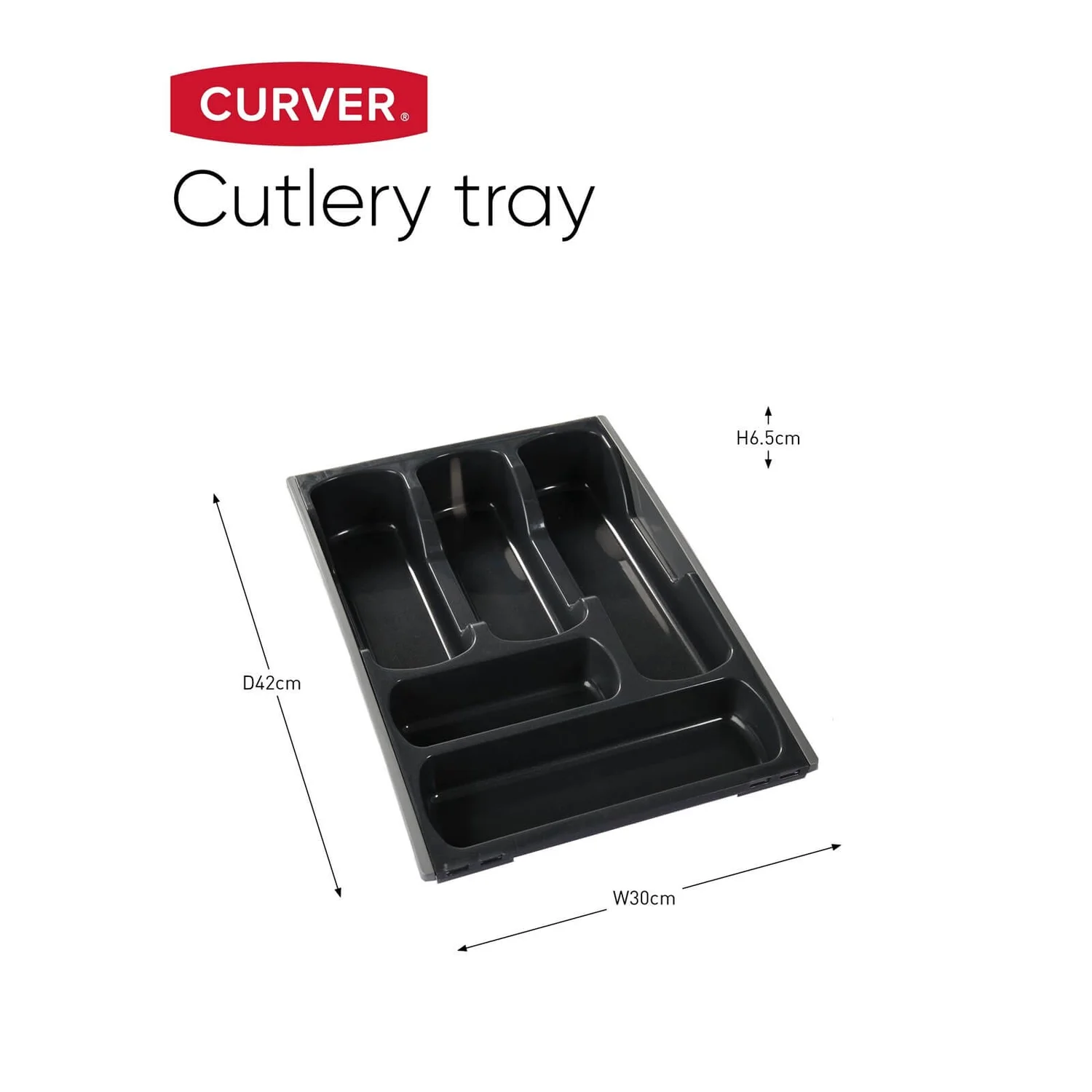 Curver Urban Plastic Expandable Cutlery Tray - Black 6 Curver Urban Plastic Expandable Cutlery Tray - Black - Image 6