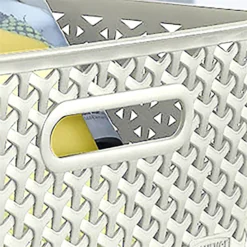 Curver My Style Large Rectangular Plastic Storage Basket - Vintage White - 18L -Curver Shop 12809473 1634833219339873