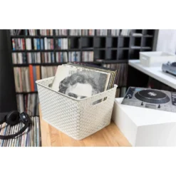 Curver My Style Large Rectangular Plastic Storage Basket - Vintage White - 18L -Curver Shop 12809473 2494833219402225