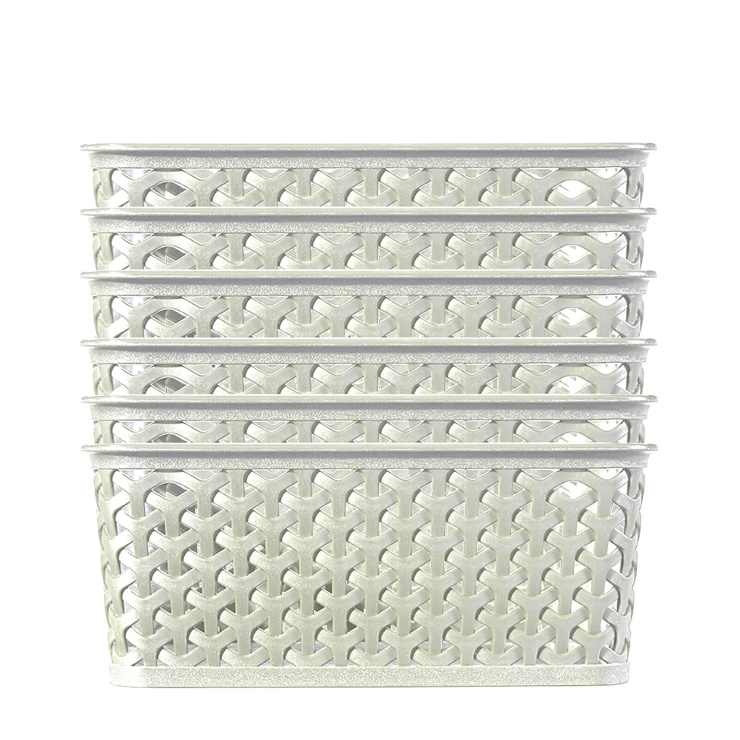Curver My Style Small Rectangular Plastic Storage Basket - Vintage White - 4L 4 Curver My Style Small Rectangular Plastic Storage Basket - Vintage White - 4L - Image 4