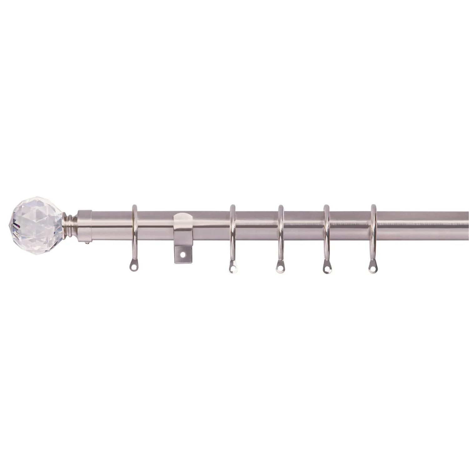 None Satin Steel Fixed Curtain Pole With Crystal Finial 1.2m 1 None Satin Steel Fixed Curtain Pole With Crystal Finial 1.2m
