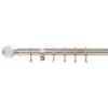 Satin Steel Fixed Curtain Pole With Crystal Finial 3.6m