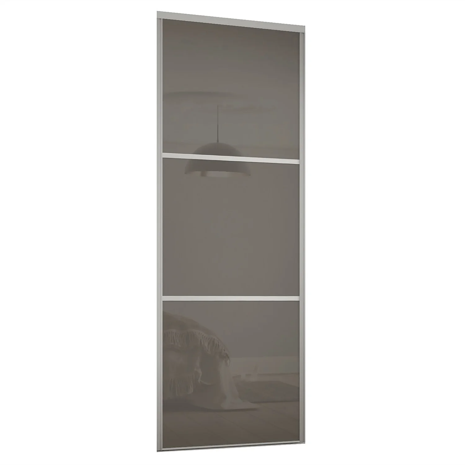 Linear Sliding Wardrobe Door 3 Panel Cappuccino Glass With Silver Frame (W)610mm 1 Linear Sliding Wardrobe Door 3 Panel Cappuccino Glass With Silver Frame (W)610mm