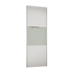 Linear Sliding Wardrobe Door 3 Panel White / Arctic White Glass With White Frame (W)610mm