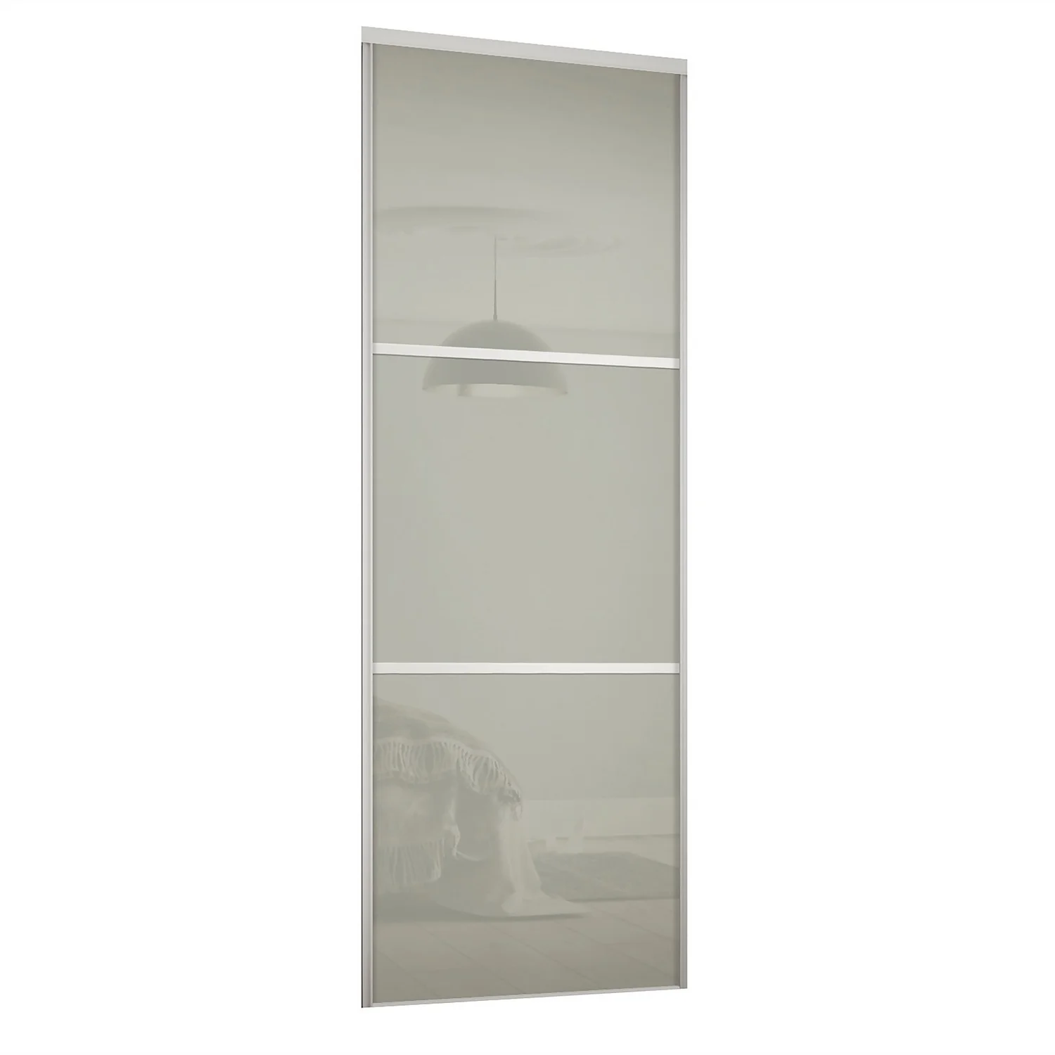 Linear Sliding Wardrobe Door 3 Panel Arctic White Glass With White Frame (W)914mm 1 Linear Sliding Wardrobe Door 3 Panel Arctic White Glass With White Frame (W)914mm