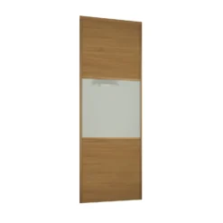 Linear Sliding Wardrobe Door 3 Panel Oak / Arctic White Glass With Oak Frame (W)914mm