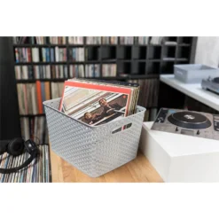 Curver My Style Large Rectangular Plastic Storage Basket - Grey - 18L -Curver Shop 12814518 6064832988437034