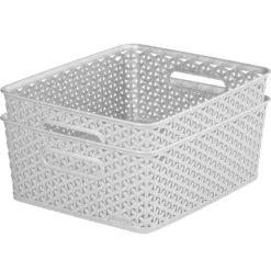 Curver My Style Medium Rectangular Plastic Storage Basket - Grey - 13L -Curver Shop 12814522 2054832986795350
