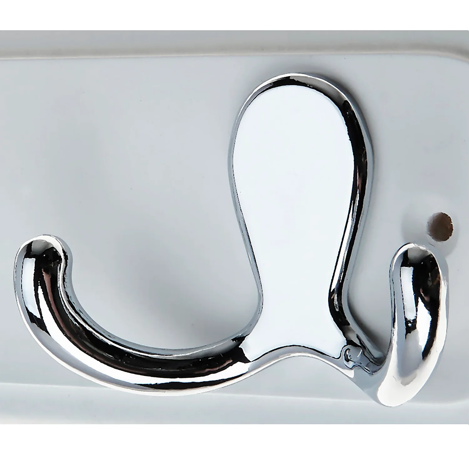 None White Hook Rail - Polished Chrome - 2 Hooks 4 None White Hook Rail - Polished Chrome - 2 Hooks - Image 4