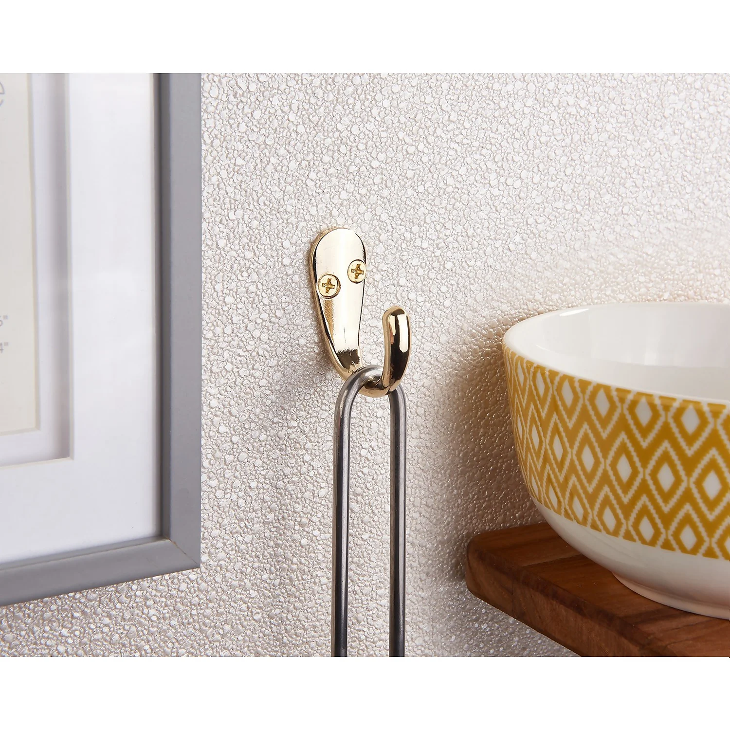 Basic Single Robe Hook - Polished Brass 3 Basic Single Robe Hook - Polished Brass - Image 3