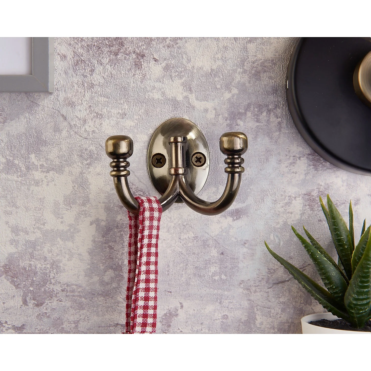 Ball End Double Robe Hook - Antique Brass 3 Ball End Double Robe Hook - Antique Brass - Image 3