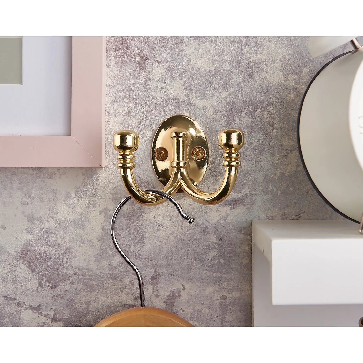 Ball End Double Robe Hook - Polished Brass 3 Ball End Double Robe Hook - Polished Brass - Image 3