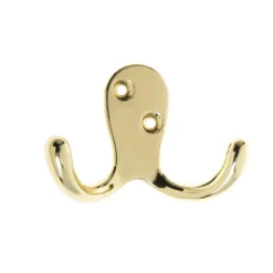 Basic Double Robe Hook - Polished Brass