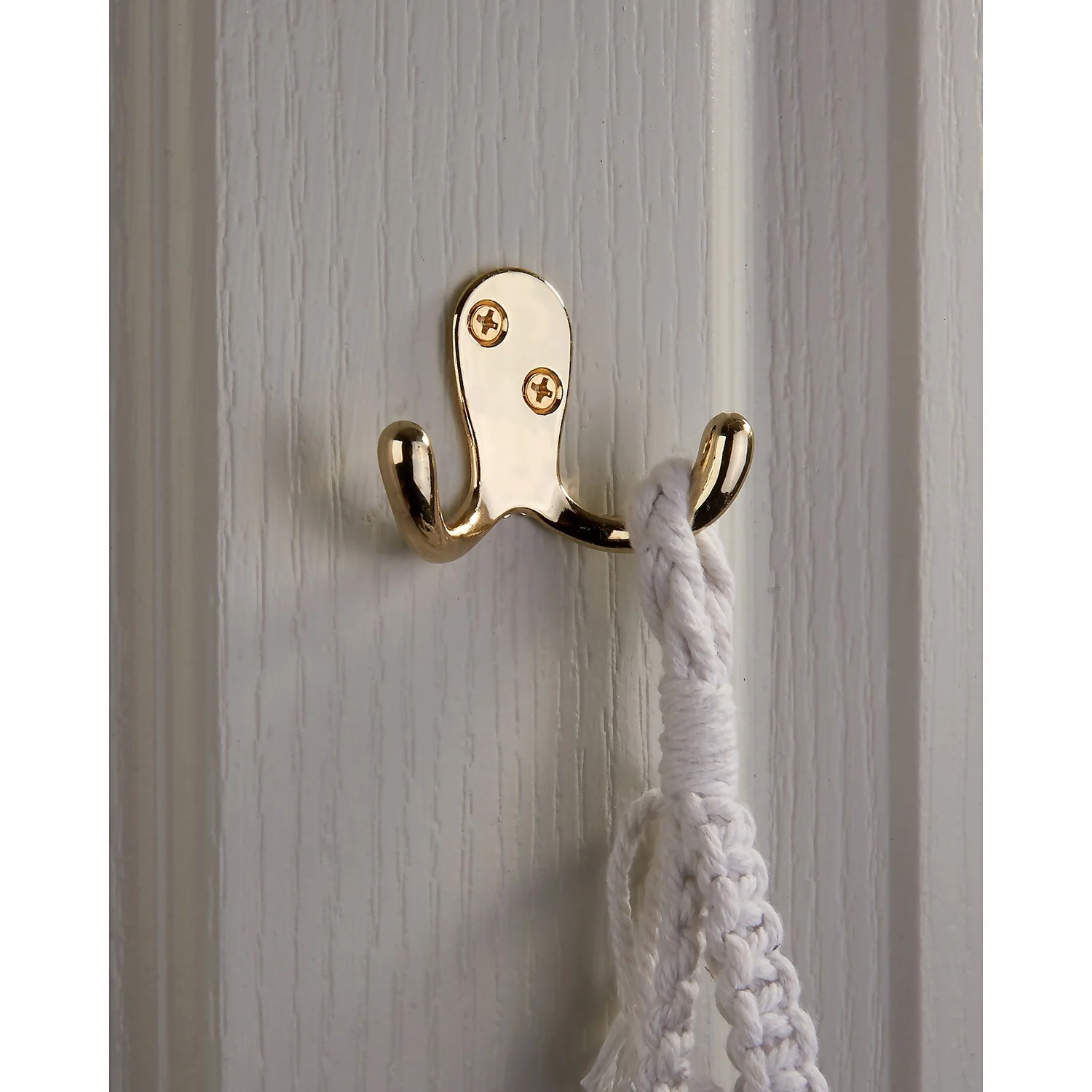 Basic Double Robe Hook - Polished Brass 2 Basic Double Robe Hook - Polished Brass - Image 2
