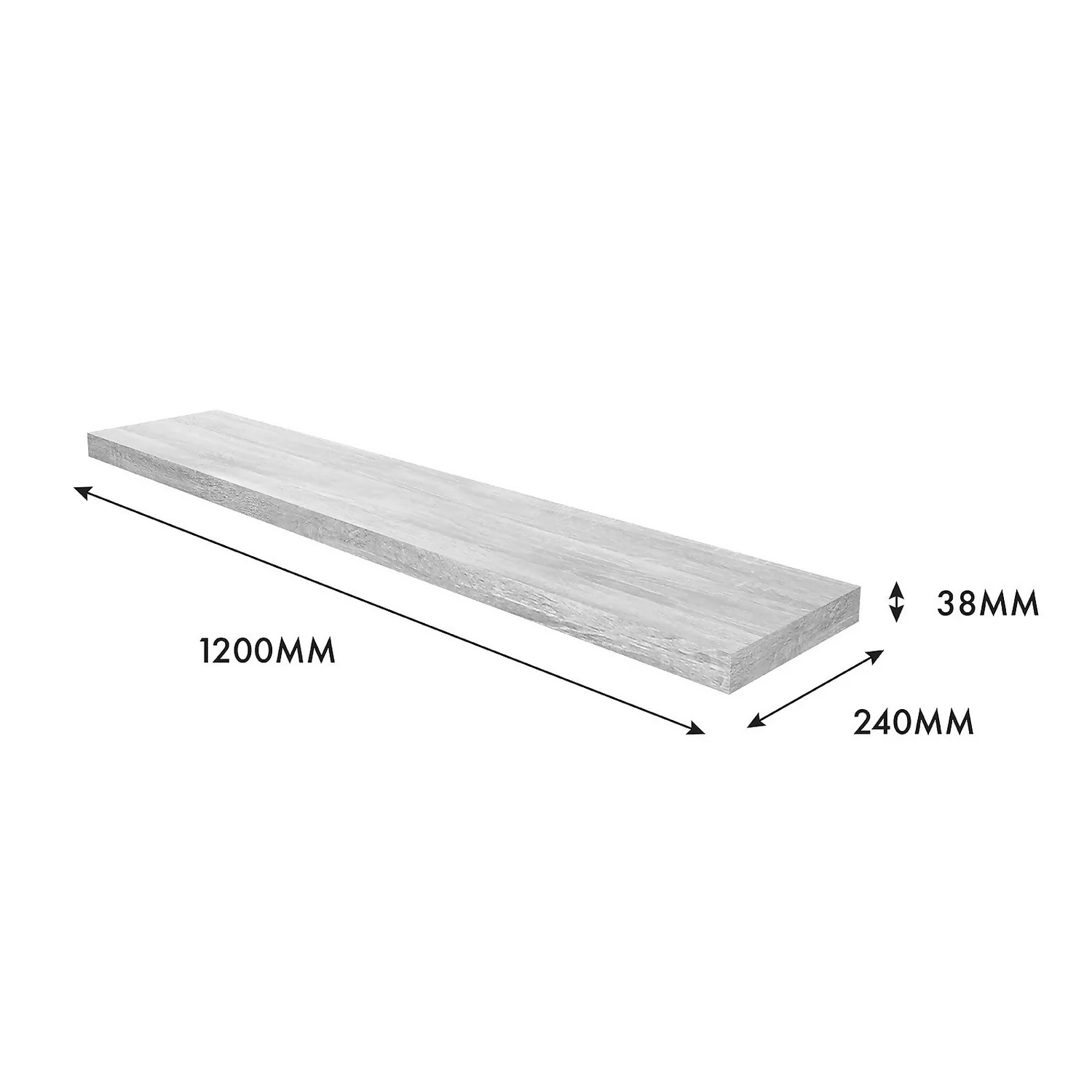 Floating Shelf - Grey Oak - 1200 X 240 X 38mm 4 Floating Shelf - Grey Oak - 1200 X 240 X 38mm - Image 4