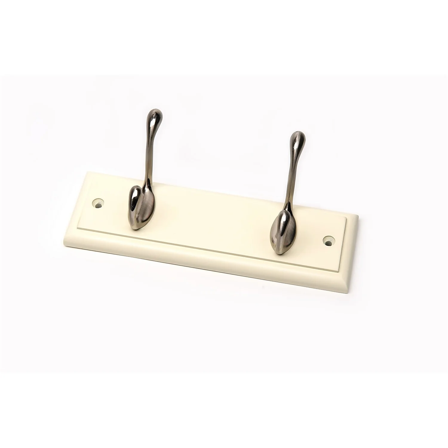 2 Coat Satin Nickel Hooks On Cream Stepped Board 1 2 Coat Satin Nickel Hooks On Cream Stepped Board