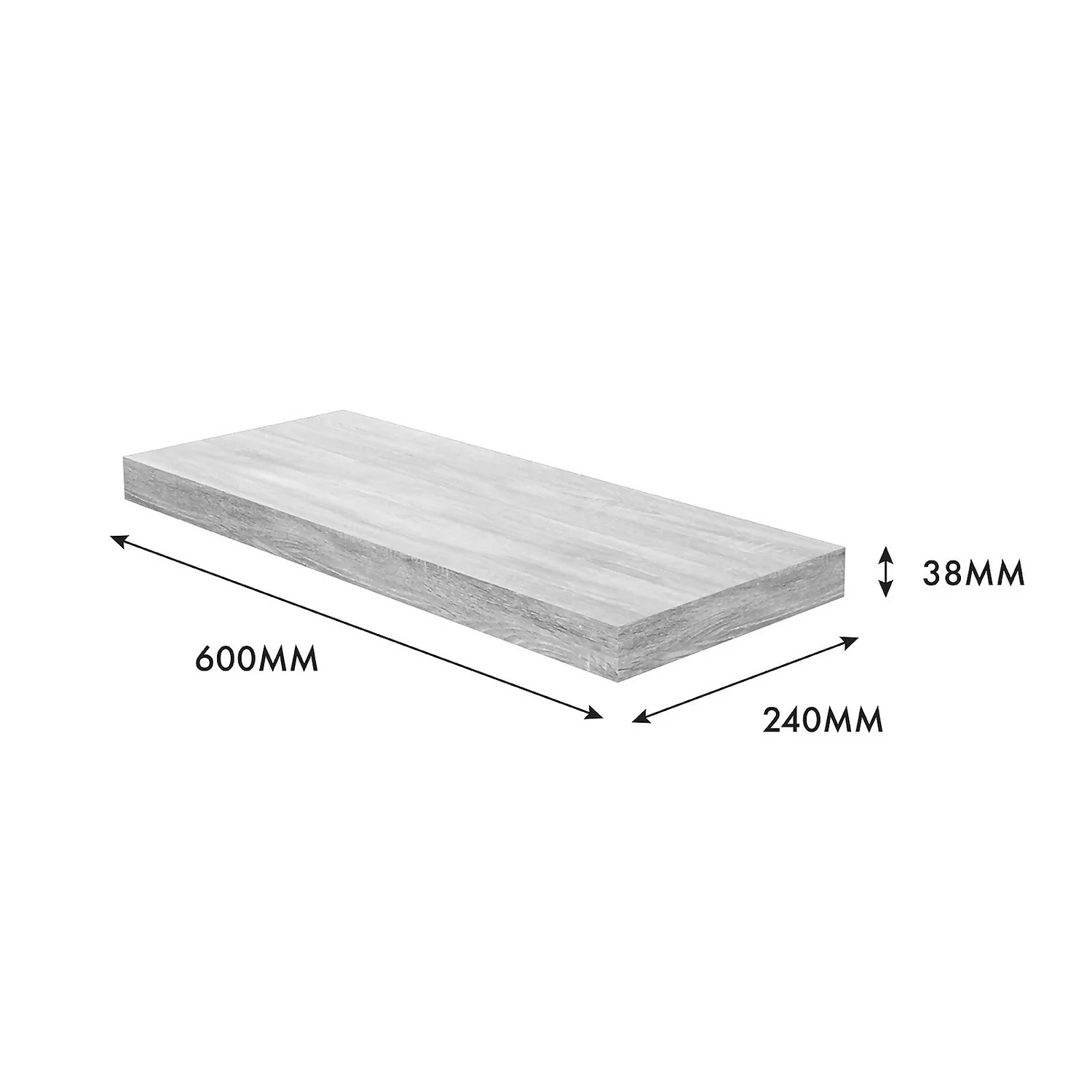 Floating Shelf - Grey Oak - 600 X 240 X 38mm 5 Floating Shelf - Grey Oak - 600 X 240 X 38mm - Image 5