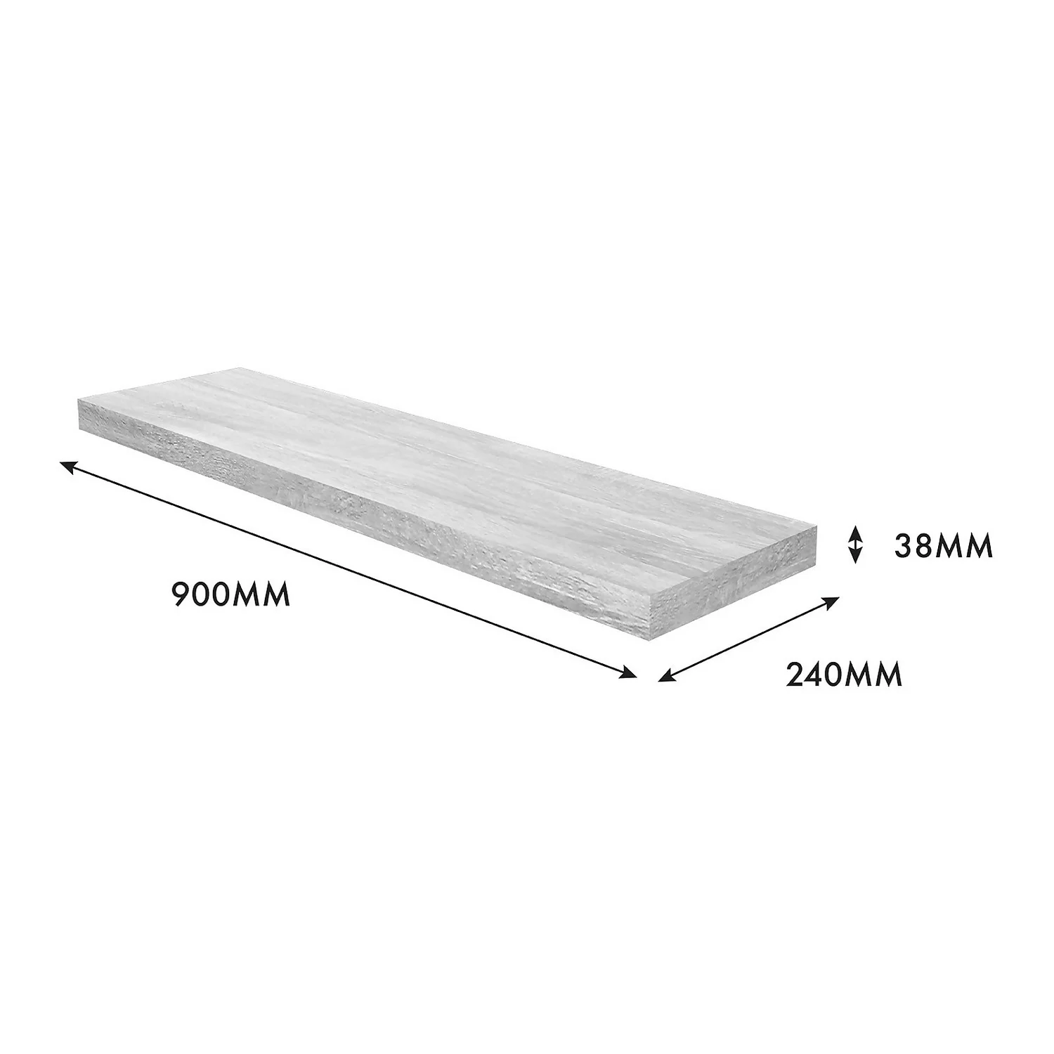 Floating Shelf - Grey Oak - 900 X 235 X 38mm 5 Floating Shelf - Grey Oak - 900 X 235 X 38mm - Image 5