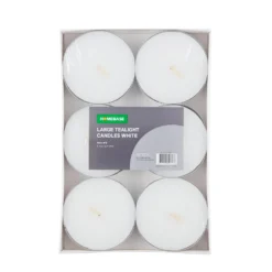 Pacl Of 6 Large Tealight Candles - White