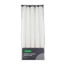 Pack Of 10 Dinner Candles - White - 24cm