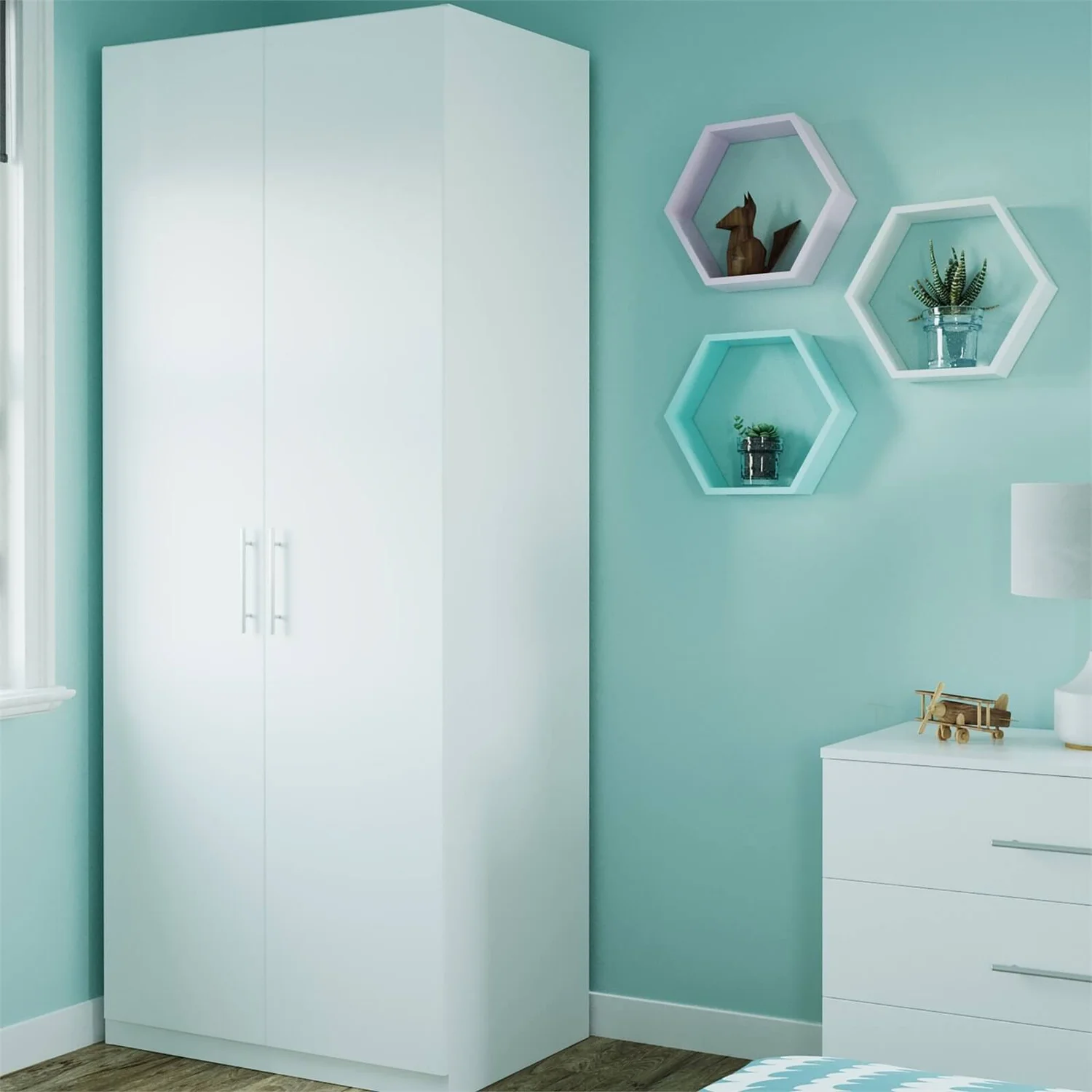 Fitted Bedroom Slab Double Wardrobe - White 1 Fitted Bedroom Slab Double Wardrobe - White