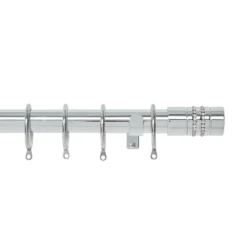 Harrison Drape Diamante Barrel Finial Curtain Pole - Chrome - 2.4m (28mm)