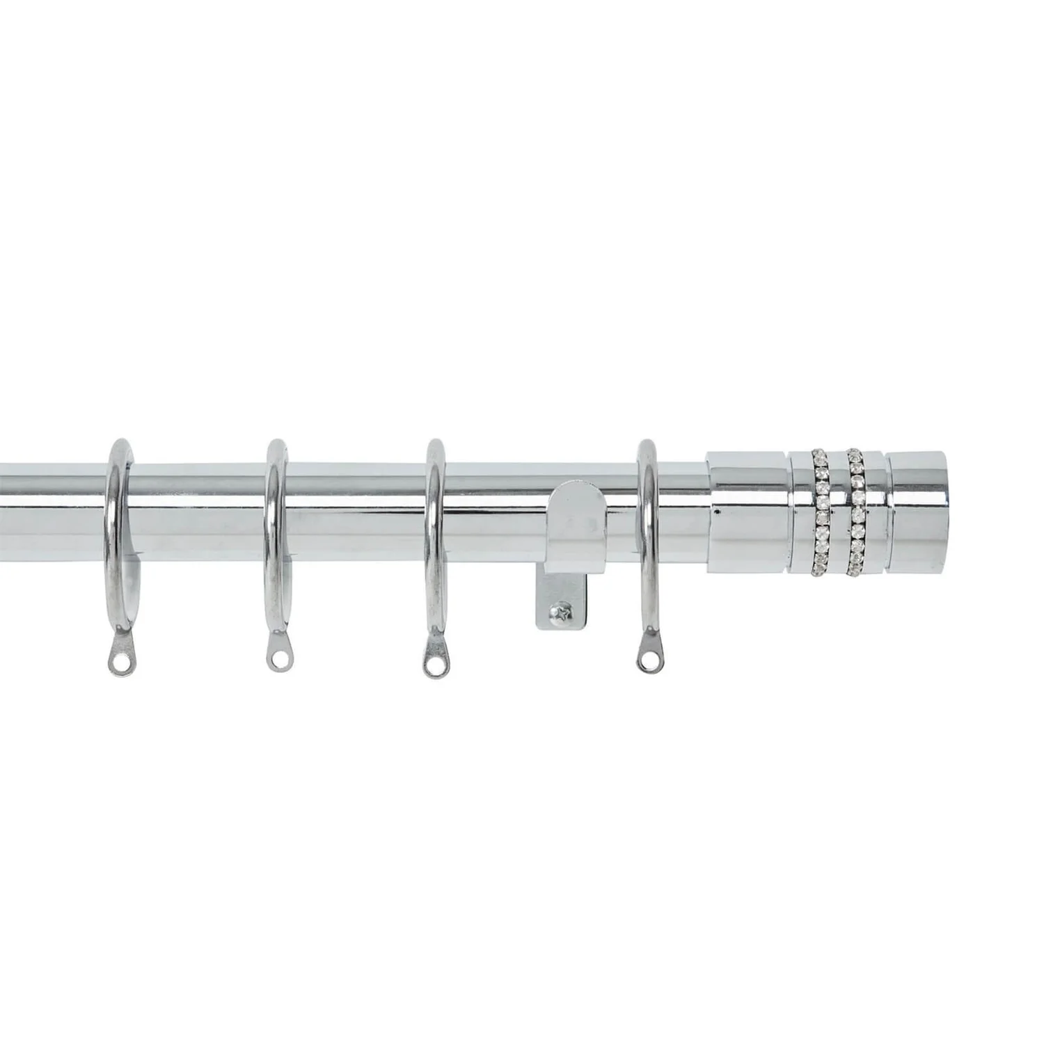 Harrison Drape Diamante Barrel Finial Curtain Pole - Chrome - 2.4m (28mm) 1 Harrison Drape Diamante Barrel Finial Curtain Pole - Chrome - 2.4m (28mm)