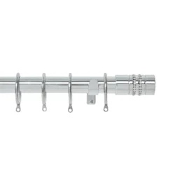 Harrison Drape Diamante Barrel Finial Curtain Pole - Chrome - 3m (28mm)