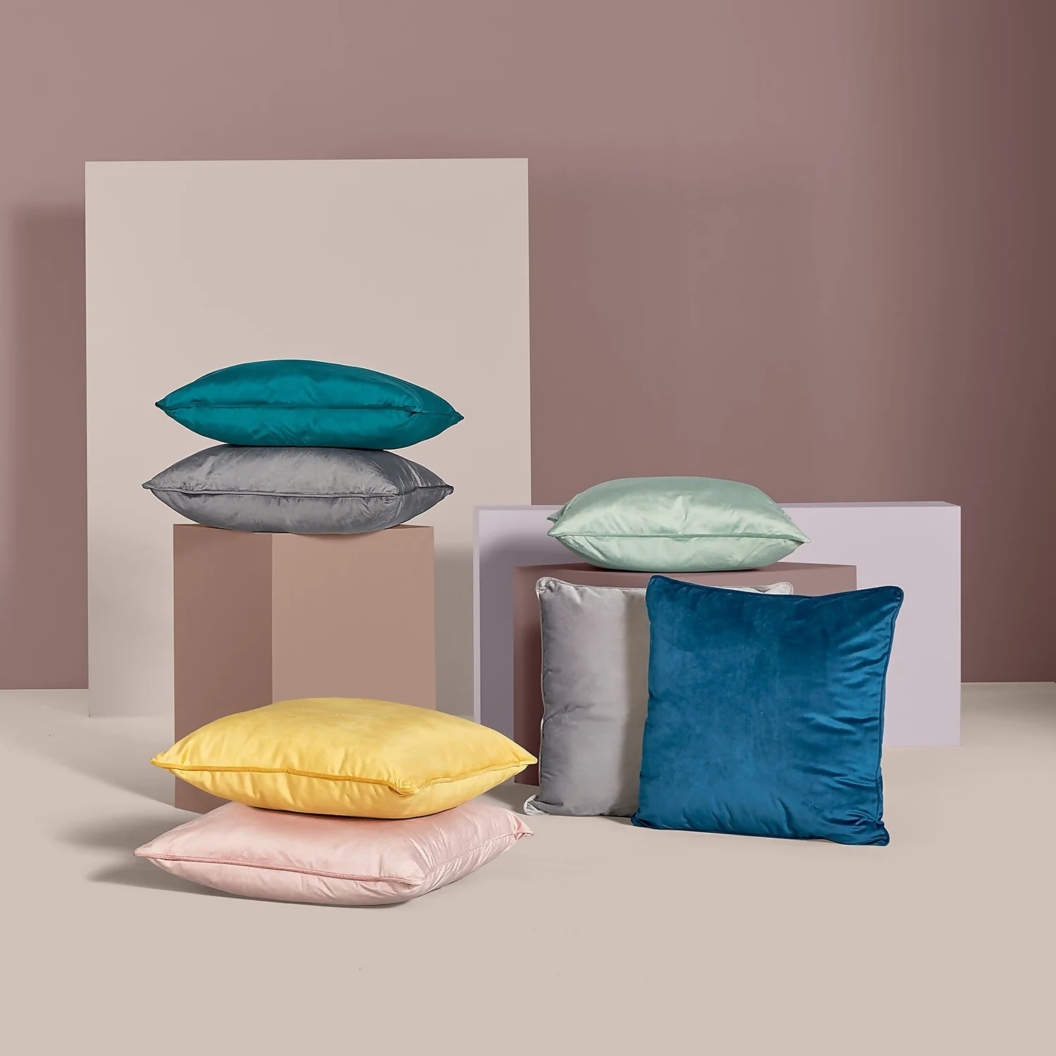 None Large Plain Velvet Cushion - Blush - 58x58cm 2 None Large Plain Velvet Cushion - Blush - 58x58cm - Image 2