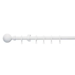 Extendable Ball Finial Curtain Pole - White - 1.7-3m (16/19mm)
