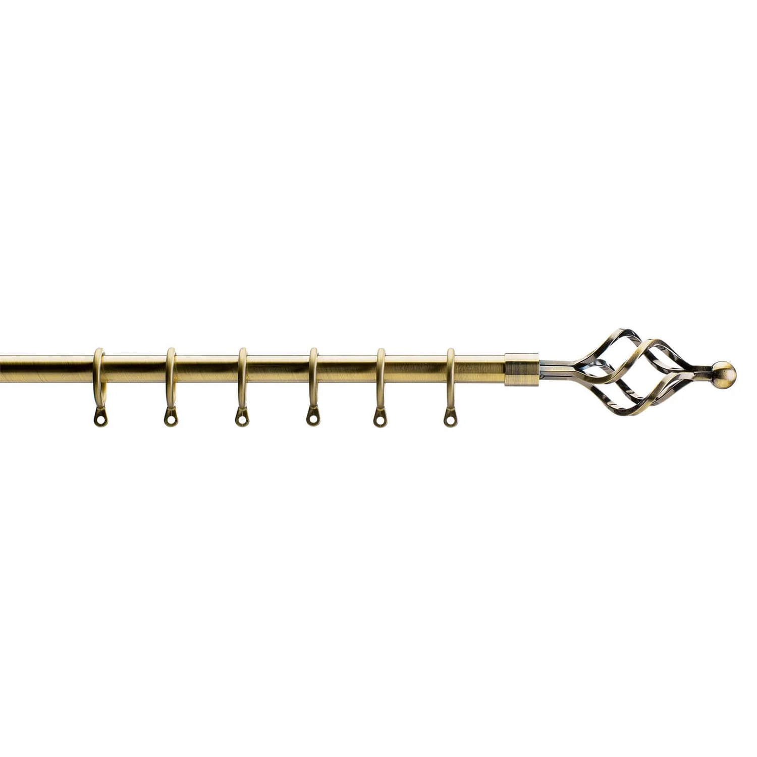 Extendable Cage Finial Curtain Pole - Antique Brass - 1.2-2.1m (16/19mm) 1 Extendable Cage Finial Curtain Pole - Antique Brass - 1.2-2.1m (16/19mm)
