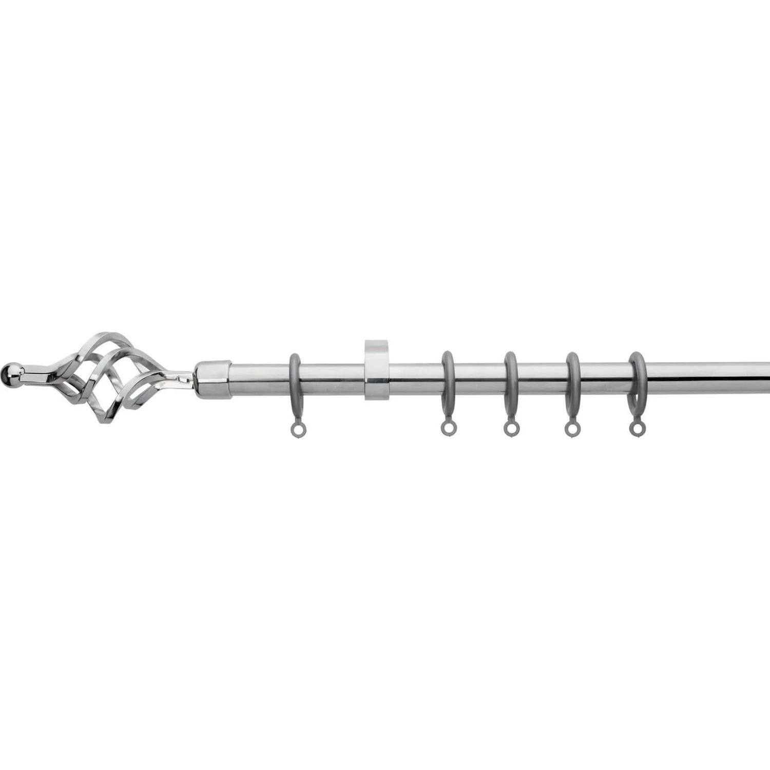 Extendable Cage Finial Curtain Pole - Chrome - 1.2-2.1m (16/19mm) 1 Extendable Cage Finial Curtain Pole - Chrome - 1.2-2.1m (16/19mm)