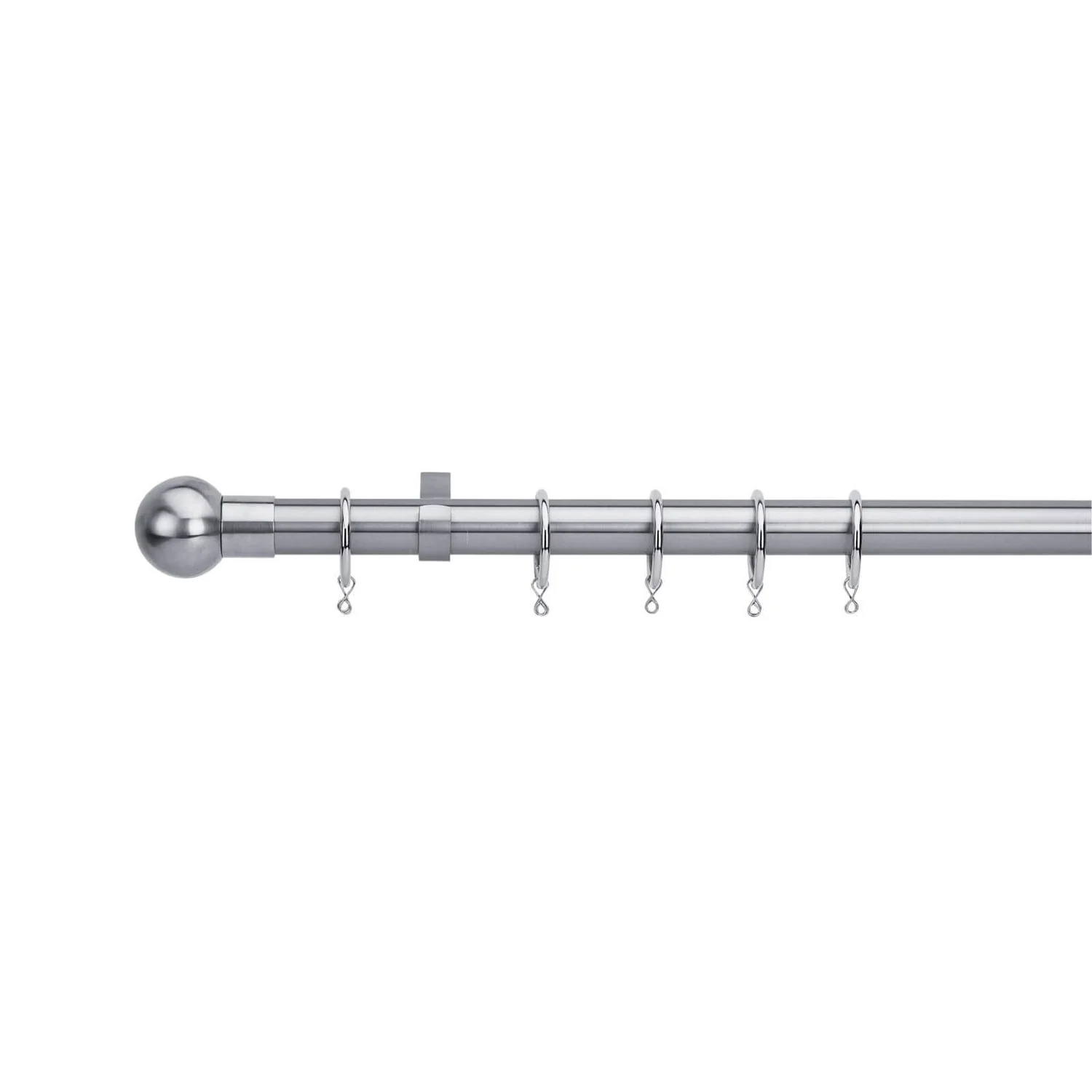 Extendable Ball Finial Curtain Pole - Satin Steel - 1.2-2.1m (25/28mm) 1 Extendable Ball Finial Curtain Pole - Satin Steel - 1.2-2.1m (25/28mm)
