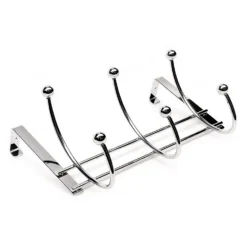 None Hat And Coat Over The Door Hanger - Chrome Plated - 3 Hooks