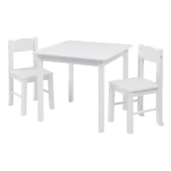 None Wooden Table And Chair Set - White