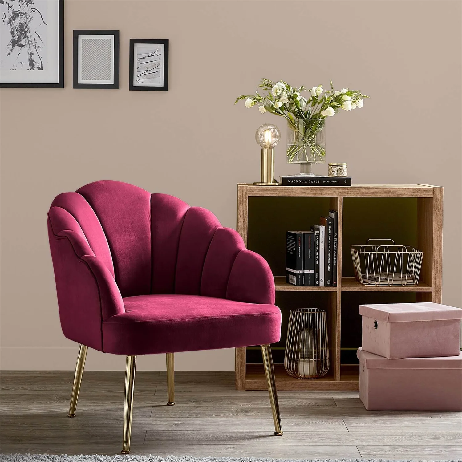 Sophia Scallop Occasional Chair - Cerise 2 Sophia Scallop Occasional Chair - Cerise - Image 2