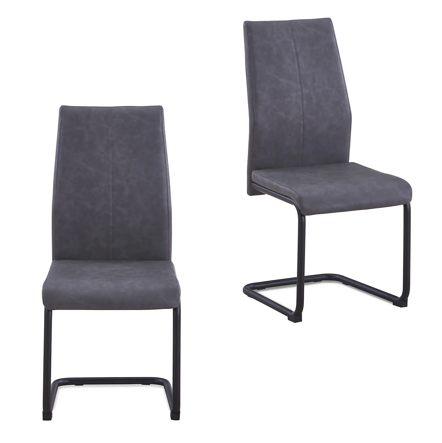 Skelby Cantilever Dining Chairs - Set Of 2 - Grey 1 Skelby Cantilever Dining Chairs - Set Of 2 - Grey