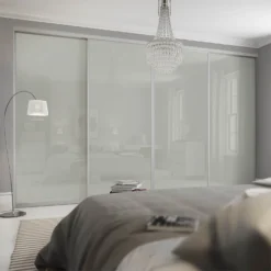 Duo Sliding Wardrobe Door Bronze Mirror /Arctic White Glass With Aluminium Frame (W)610mm -Curver Shop 12835145 1704833225095523