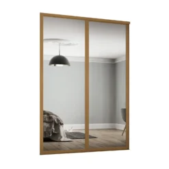 Shaker 2 Door Sliding Wardrobe Kit Mirror With Oak Frame (W)1145 X (H)2260mm