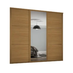 Shaker 3 Door Sliding Wardrobe Kit Oak Panel / Mirror With Oak Frame (W)1680 X (H)2260mm