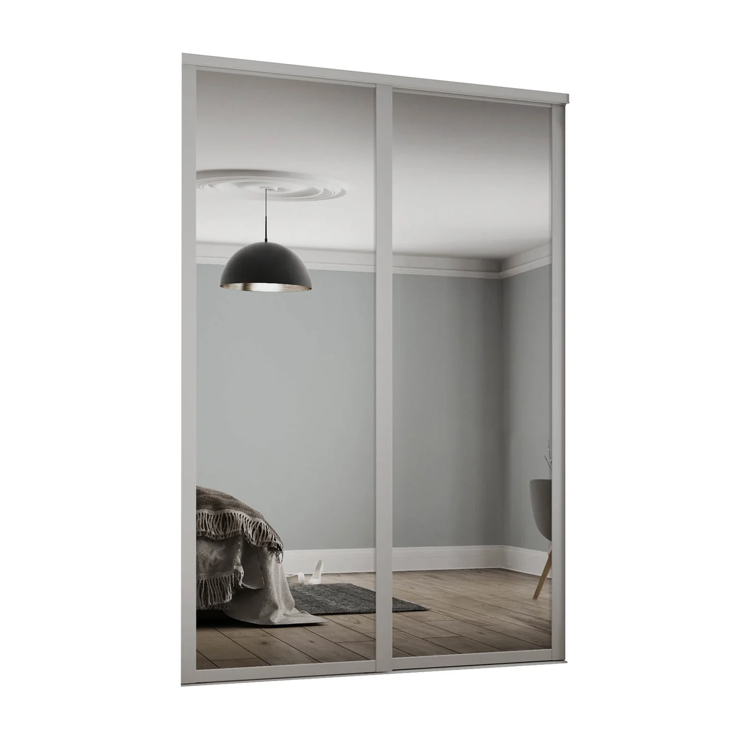 Shaker 2 Door Sliding Wardrobe Kit Mirror With Cashmere Frame (W)1449 X (H)2260mm 1 Shaker 2 Door Sliding Wardrobe Kit Mirror With Cashmere Frame (W)1449 X (H)2260mm