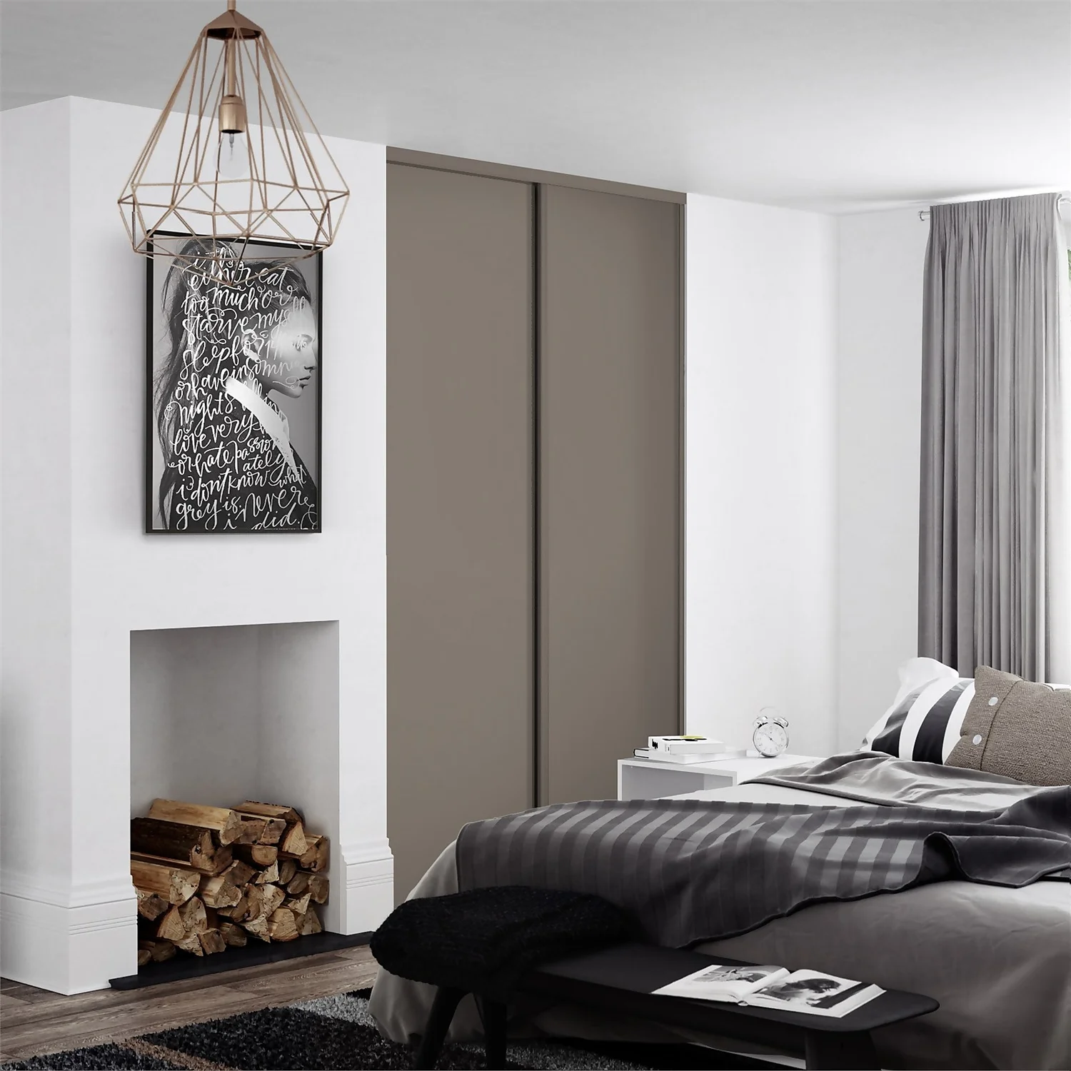 Classic 2 Door Sliding Wardrobe Kit Stone Grey Panel (W)1185 X (H)2260mm 2 Classic 2 Door Sliding Wardrobe Kit Stone Grey Panel (W)1185 X (H)2260mm - Image 2